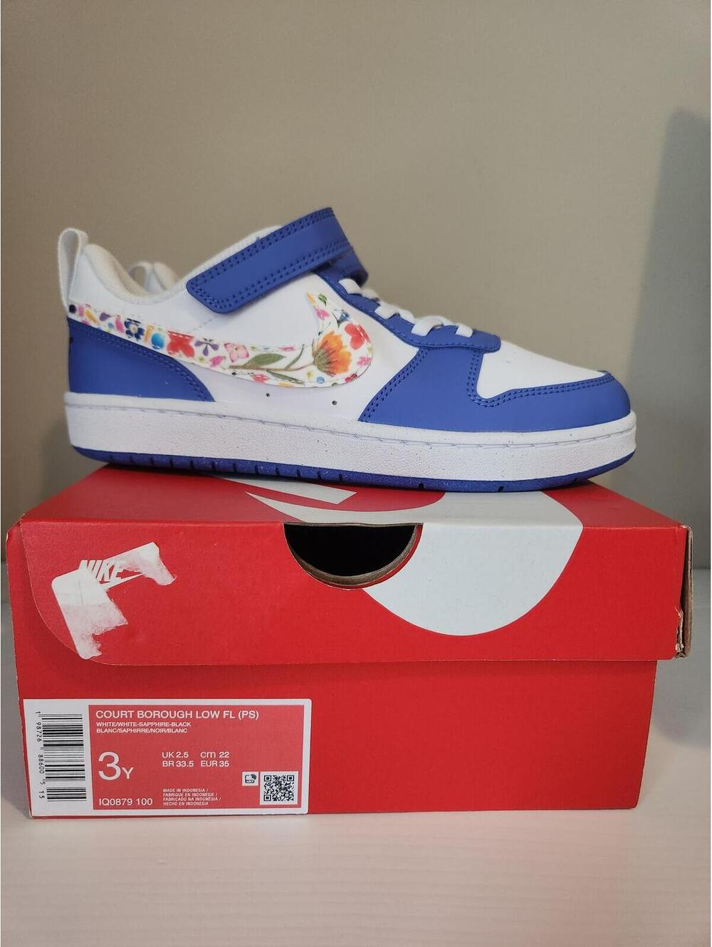 Nike Court Borough Low PF (PS) – Youth 3Y – Floral Swoosh – Brand New in Box